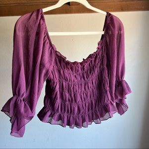 Urban Outfitters Sheer Purple Flowy Princess Sleeve Top